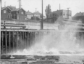 Northern Pacific railcars at Lake Union in Seattle, Washington, circa 1925.