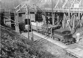 Pacific Coast Railroad steam locomotive number 14 at Cedar Mountain, Washington, circa 1940.