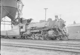 Northern Pacific steam locomotive 1834 at Glendive, Montana, in 1953.