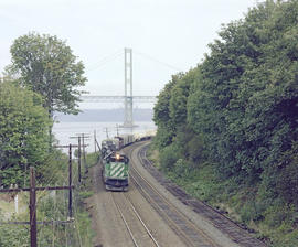 Burlington Northern diesel locomotive 6380 at Titlow, Washington in 1978.