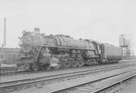 Northern Pacific steam locomotive 2683 at Staples, Minnesota, in 1954.