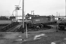 Burlington Northern locomotive 1853 at Tacoma, Washington in 1974.