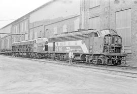 Burlington Northern diesel locomotive 9710 at Dale Street, Minnesota in 1973.