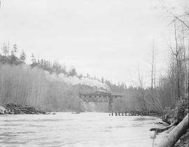 Northern Pacific passenger train at Nisqually, Washington, in 1957.