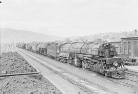 Northern Pacific steam locomotive 5005 at Livingston, Montana, in 1955.