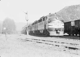 Northern Pacific passenger train number 5 at Lester, Washington, circa 1945.