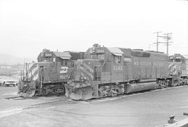 Burlington Northern diesel locomotive 2083 at Klamath Falls, Oregon in 1976.