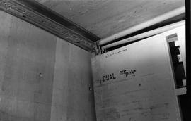 Burlington Northern freight car interior in 1976.