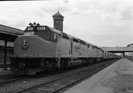 Amtrak diesel locomotive 556 at Portland, Oregon in June 1974.