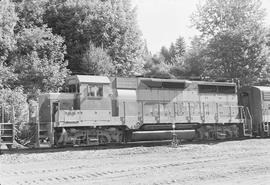 Burlington Northern diesel locomotive 2505 at Castle Rock, Washington in 1970.