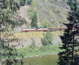 St. Maries River Railroad Diesel Locomotives Number 501 and 502 at Avery, Idaho in August 1981.