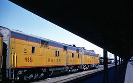 Union Pacific Railroad Company diesel locomotive 988B at Portland, Oregon in 1962.