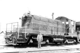 Great Northern Railway diesel locomotive number 77 at Renton, Washington, circa 1953.