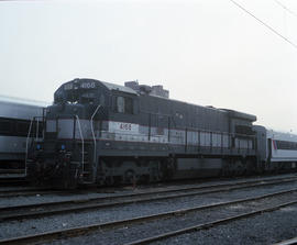 New Jersey Transit Lines diesel locomotive 4168 at Hoboken, New Jersey in April 1988.