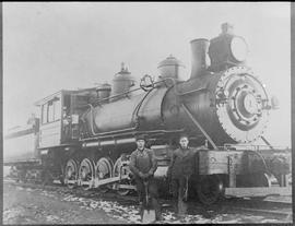 Northern Pacific steam locomotive 1 at Ellensburg, Washington. circa 1910.