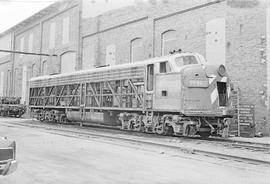 Burlington Northern diesel locomotive 9949 at Dale Street, Saint Paul, Minnesota in 1973.