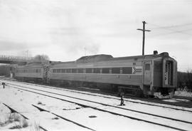 Amtrak rail diesel cars 12 and 18 at Old Saybrook, Connecticut on January 29, 1977.