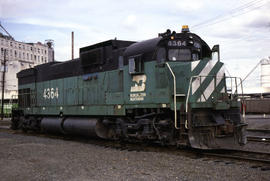 Burlington Northern Railroad Company diesel locomotive 4364 at Portland, Oregon in 1978.