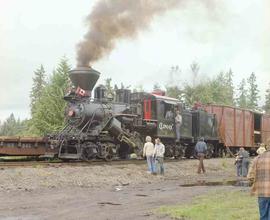 Mount Rainier Scenic Railroad Steam Locomotive Number 10 at Elbe, Washington in May, 1981.