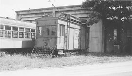 Seattle Municipal Railway Number 447 at the Georgetown carbarn, Seattle, Washington, circa 1940.