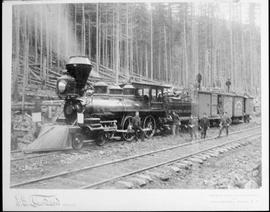 Northern Pacific steam locomotive 307 at Cole, Washington, circa 1887.