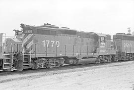 Burlington Northern diesel locomotive 1770 at Seattle, Washington in 1976.