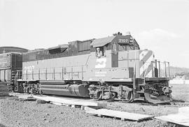 Burlington Northern diesel locomotive 2107 circa 1978.