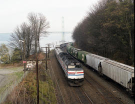 Amtrak diesel locomotive 243 at Tacoma, Washington on November 30, 1989.