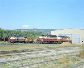 Saint Maries River Railroad Diesel Locomotives Number 102, 103, and 502 at Saint Maries, Idaho in...