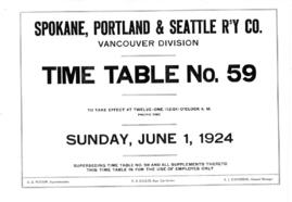 Spokane, Portland, and Seattle Railway (SP&S) Vancouver Division Employee Timetable Number 59...