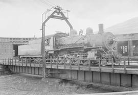 Northern Pacific steam locomotive 33 at Missoula, Montana, in 1953.