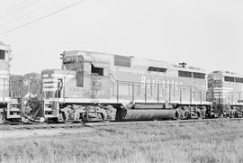 Burlington Northern diesel locomotive 2237 at Galesburg, Illinois in 1972.