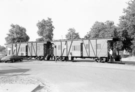 Western Pacific Railroad caboose 658 at Sacramento, California on August 3, 1973.