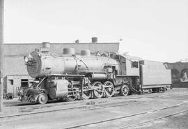 Northern Pacific steam locomotive 1677 at Tacoma, Washington, in 1954.