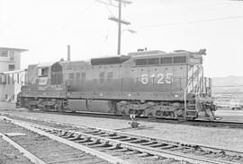 Burlington Northern diesel locomotive 6125 at Klamath Falls, Oregon in 1974.