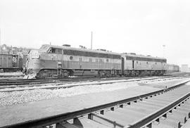 Burlington Northern diesel locomotive 9714 at Seattle, Washington in 1971.