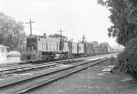 Southern Pacific Railroad diesel locomotive number 2549 at Redwood City, California in 1975.