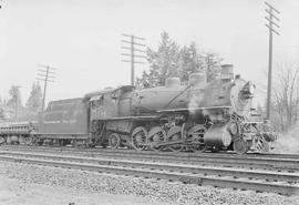 Northern Pacific steam locomotive 1548 at Napavine, Washington, circa 1950.