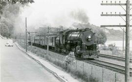 Great Northern Railway steam locomotive 2525 at Golden Gardens, Washington in 1950.