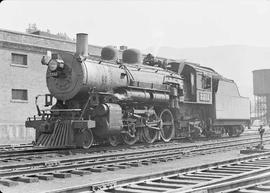 Northern Pacific steam locomotive 2212 at Missoula, Montana, in 1943.