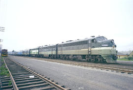 Burlington Northern diesel locomotive 9784 at East Auburn, Washington in 1971.