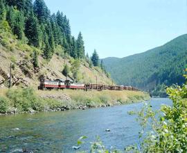 Saint Maries River Railroad Diesel Locomotives Number 501 and 502 Near Avery, Idaho in August 1981.