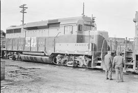 Burlington Northern diesel locomotive 2202 at Tacoma, Washington in 1972.