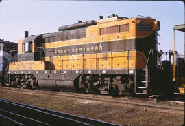 Burlington Northern Diesel Locomotive 1505 at Whitefish, Montana, 1970