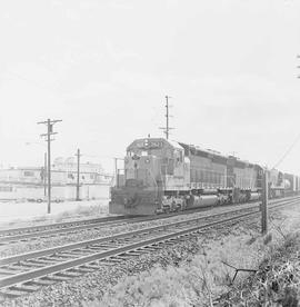 Northern Pacific diesel locomotive 3623 at Tacoma-McCarver St, Washington, in 1969.