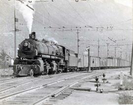 Great Northern Railway steam locomotive 1957 at Cascade Tunnel Station, Washington, undated.