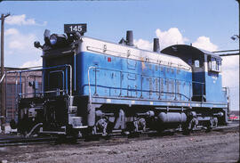 Burlington Northern Diesel Locomotive 145 at Great Falls, Montana, 1971