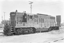 Burlington Northern diesel locomotive 1877 at Auburn, Washington in 1971.