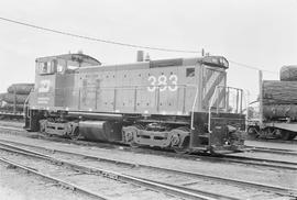 Burlington Northern diesel locomotive 383 at Auburn, Washington in 1972.