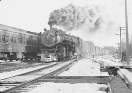 Northern Pacific Railway steam locomotive 2602 at Ravensdale, Washington in 1947.